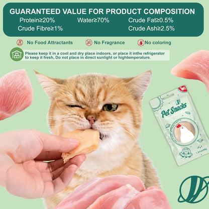Steamed Chicken Breast Pet Snacks - Natural and Healthy, High Protein, Rich in Fish Oil, No Additives, Suitable for Cats and Dogs, 4PCS/1Pack, 160g/5.64oz