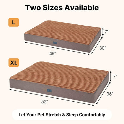 Veehoo Orthopedic Memory Foam Dog Bed, 7 Inch Thick Extra Large XXL Dog Bed for Senior Dogs with Ultra-Soft Fluffy Surface, Waterproof Liner, Removable Washable Cover and Non-Slip Bottom, 52"x36"x7"