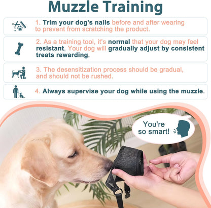 LUCKYPAW Dog Muzzle, Mesh Muzzle for Large Medium Small Dogs, Soft Mouth Guard for Biting Chewing, Breathable Mouth Guard with Adjustable Strap for Training(Brown, XS(Snout:6.5"-7.5"))