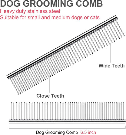Dog Grooming Scissors with Safety Round Tips Stainless Steel Professional Dog Grooming Kit - Thinning, Curved Scissors and Comb for Cat Pet (Pink 4 in 1)