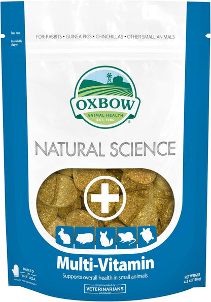 Oxbow Animal Health Natural Science Multi-Vitamin, High Fiber Supplement for Rabbit & Guinea Pig, Made with Timothy Hay, Multi-Pet Households, Omega 3 & 6 Fatty Acids, Made in USA, 4.2 oz Bag