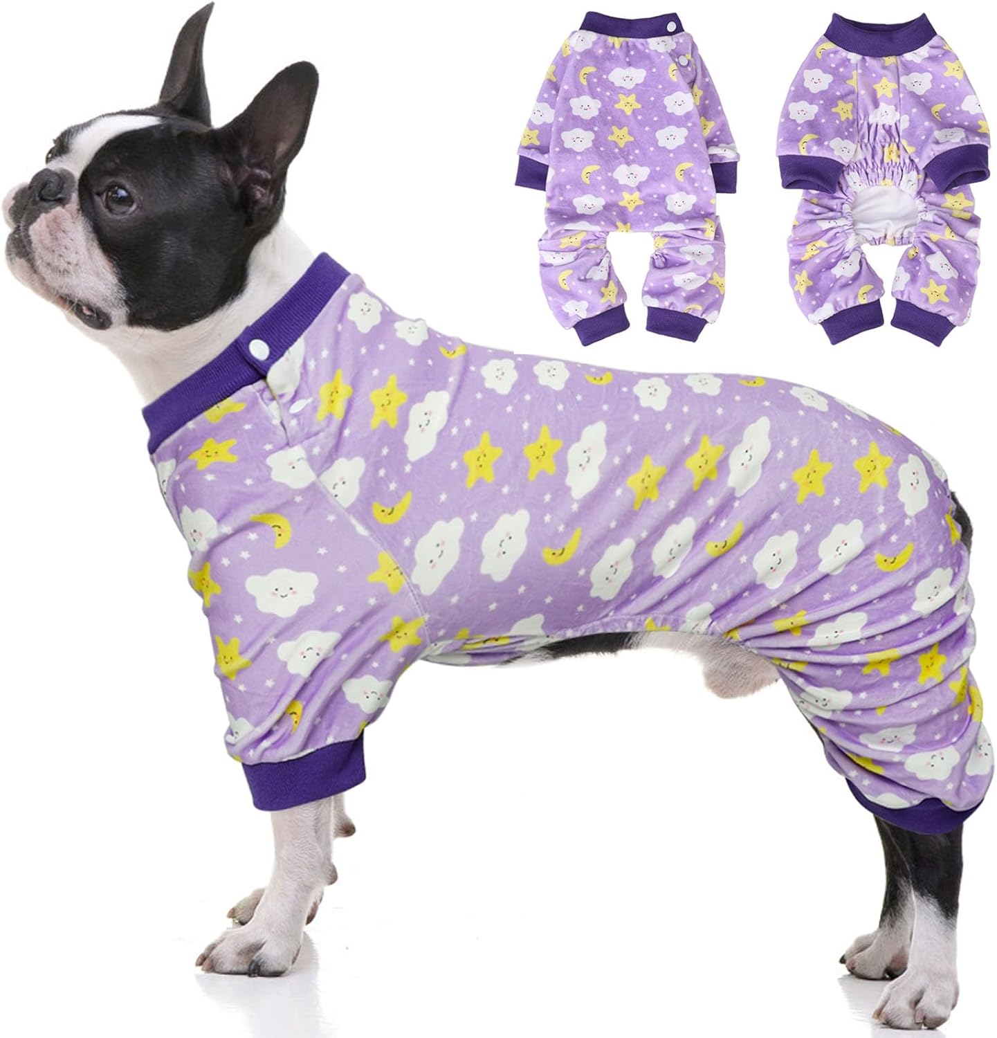 BEAUTYZOO Dog Pajamas Large Sized Dog, Summer Doggie Pajamas for Boy Girl, Soft Strechy Cotton Puppy Pjs Jammies Onesies for Men Women, Pet Jumpsuit Body Suit Cat Apparel Clothes, Purple L