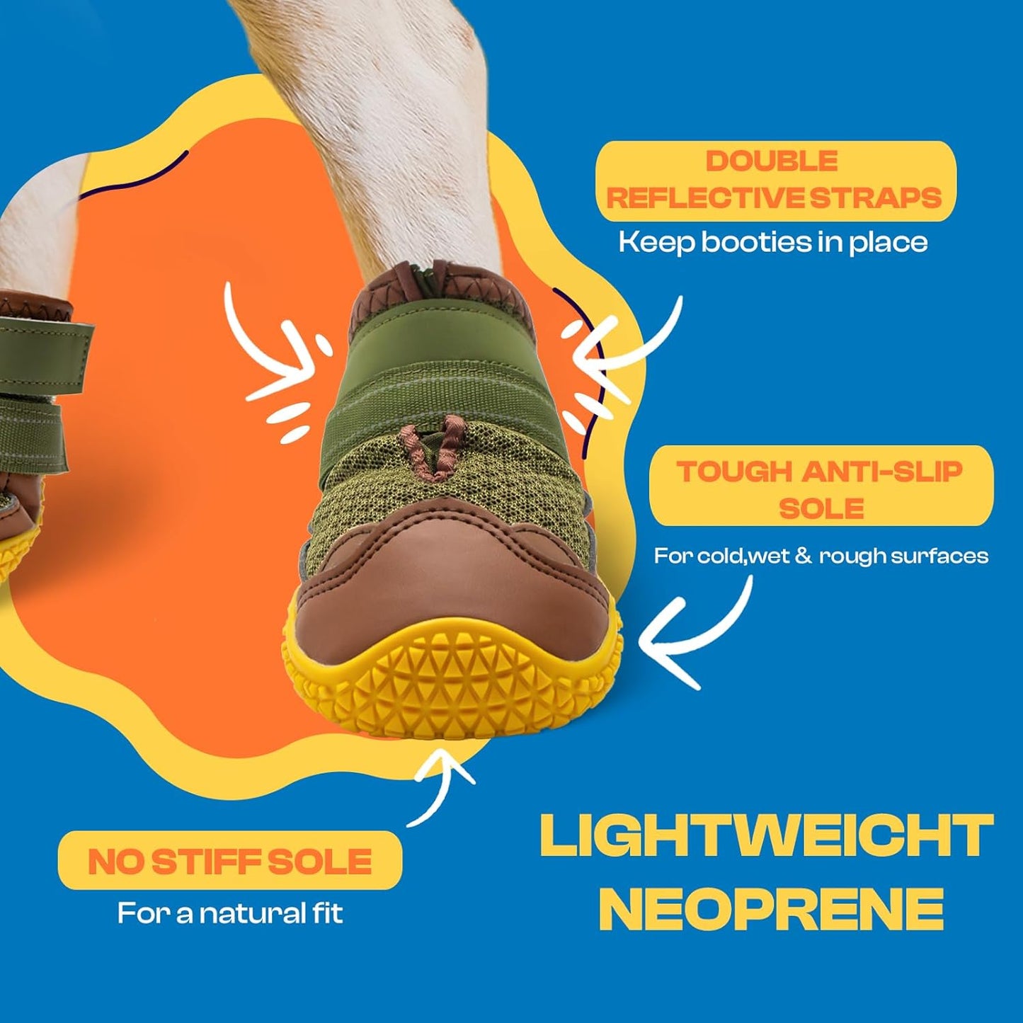 Dog Shoes for Small Dogs, Dog Boots & Paw Protectors for Hardwood Floors, Outdoor Dog Booties for Hot Pavement Winter Snow Hiking, Breathable Dog Shoes with Reflective Strips Size 1