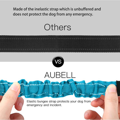 AUBELL Dog Seat Belt for Car,Updated 3-in-1 Adjustable Reflective Bungee Heavy Duty Dog Car Harness Tether with Clip Hook Latch & Buckle,Swivel Zinc Alloy Carabiner,Blue