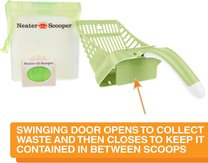 Neater Pet Brands Neater Scooper Standard Cat Litter Scoop, 15 Refill Bags – Mess-Free Cat Litter Scooper with Bag, Spill-Proof Kitty Box Sifter, Bin Doubles as Scoop Holder, For Single-Cat Households