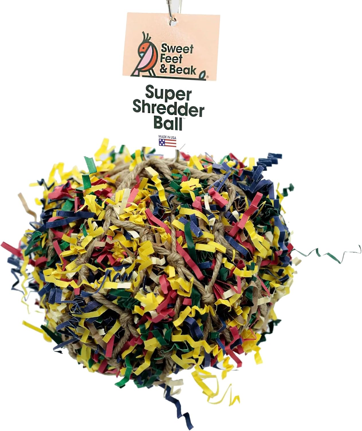 Super Shredder Ball - Bird Cage Accessories to Keep Your Bird Busy Foraging for Hidden Treasures - Non-Toxic, Easy to Install Bird Foraging Toys for Medium Sized Birds - 5 Inch