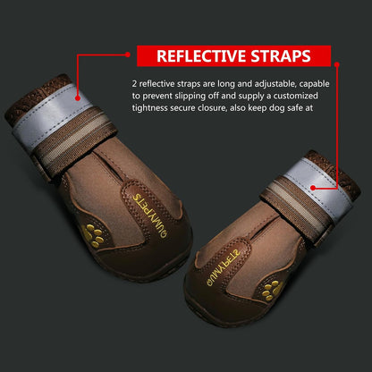 QUMY Dog Shoes for Large Dogs, Medium Dog Boots & Paw Protectors for Winter Snowy Day, Summer Hot Pavement, Water-Resistant in Rainy Weather, Outdoor Walking, Indoor Hardfloors Skid-Resistant Sole