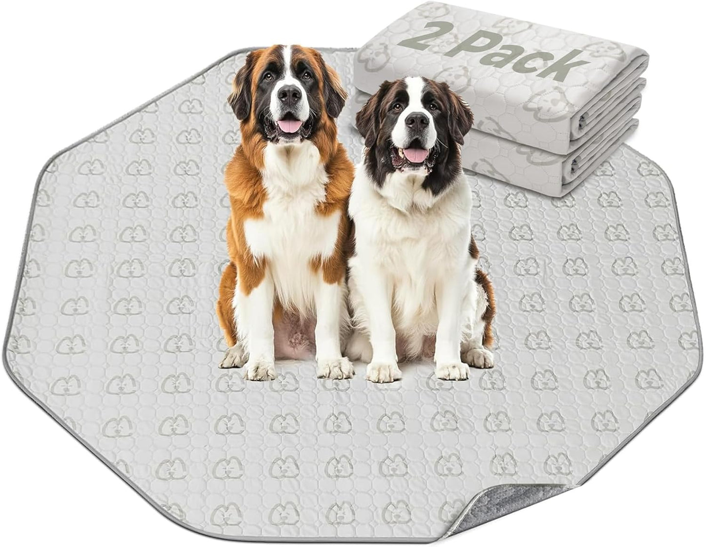FXW Washable Pee Pads for Dogs, Puppy Pads with Super Absorbent, Specifically Designed for FXW Rollick/Homeplus 32/40/45inch 8 Panels Dog Playpen, 34" Octagon, Khaki, 2 Packs