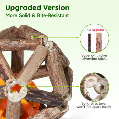 Potaroma Catnip Toys, 3Pcs Cat Toys Natural Silvervine Stick Cage Balls & Bell Ball for Indoor Cats, Kitten Cleaning Teeth Molar Matatabi Cat Chew Toy All Breeds