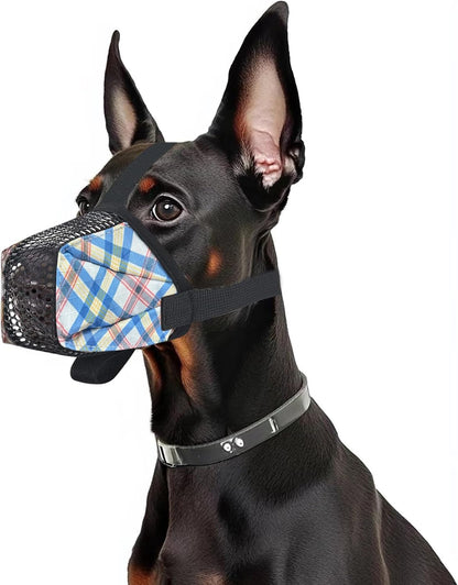 Dog Muzzle for Small Large Dogs - Soft Nylon Basket Muzzle with Adjustable Strap, Breathable Mesh Design Prevents Biting Chewing Licking Eating - Ideal for Training, Grooming & Vet Visits (Blue, S)