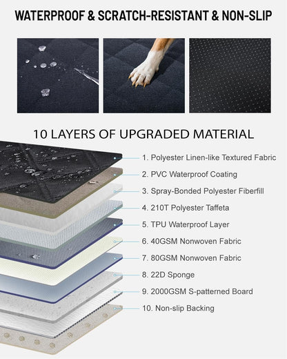 Back Seat Extender for Dog, Waterproof Dog Car Seat Cover for Back Seat, Hard Bottom Car Seat Cover, Large Space Hammock for Full-Size Crewcab Trucks, Pet Seat Cover Holds 450lbs(Black)