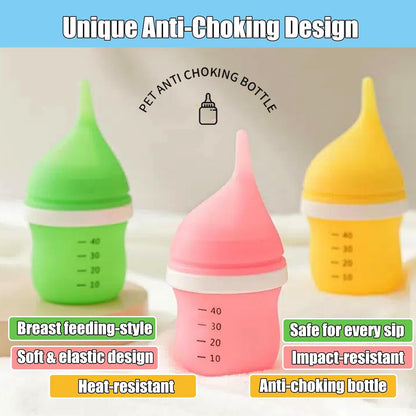 Kitten Bottles for Nursing,Puppy Bottles for Nursing Puppy Milk, Anti-Choking Puppy Feeder Design, with 2 Extra Replaceable Silicone Nipples for Convenient Replacement(Yellow)