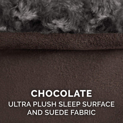 Furhaven Orthopedic Dog Bed for Large Dogs w/ Removable Washable Cover, For Dogs Up to 150 lbs - Ultra Plush Faux Fur & Suede Luxe Lounger Contour Mattress - Chocolate, Jumbo Plus/XXL