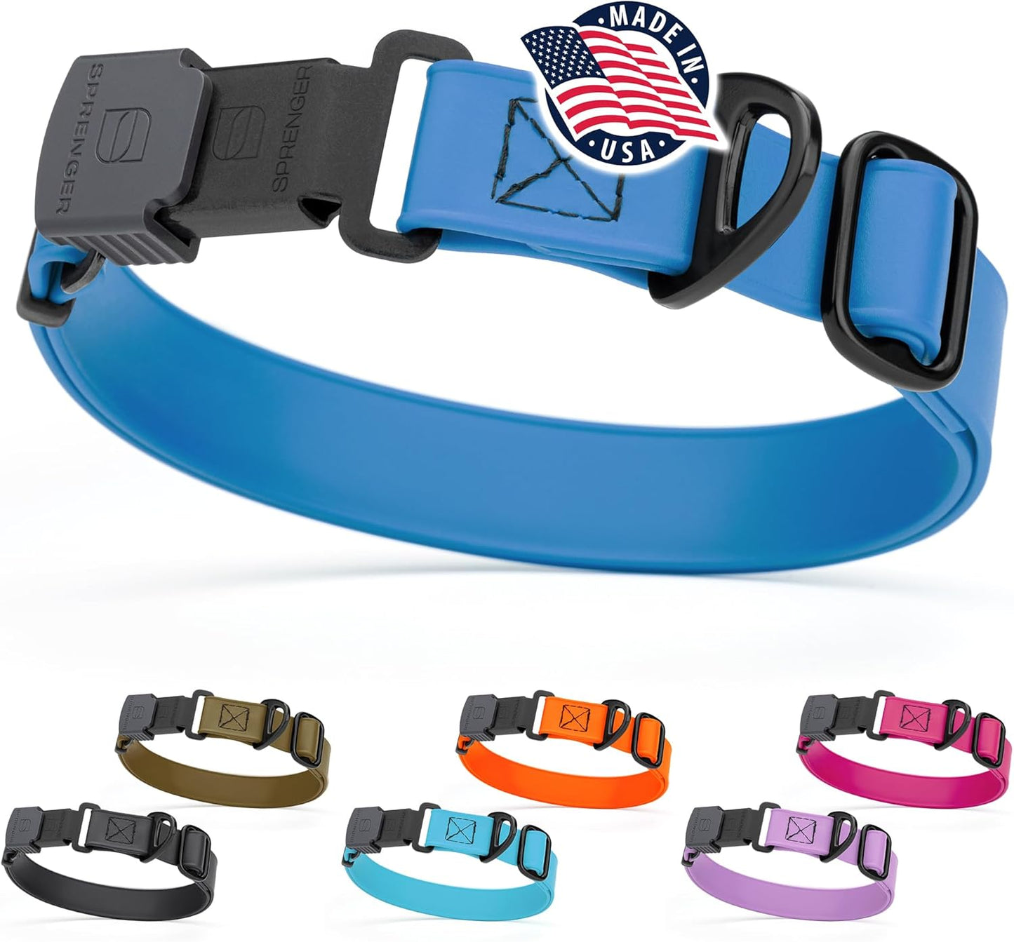 Dogline Biothane Waterproof Dog Collar with Herm Sprenger Stainless Steel Quick Release Buckle – Heavy Duty Tactical Durable Collar for Dogs – Comfortable and Safe Pet Collar, W 1" L 15-25", Blue