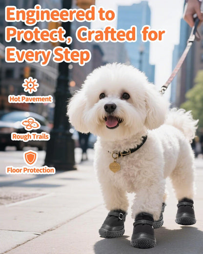 Dog Shoes for Small Dogs, Double Binding Straps Puppy Boots & Paw Protectors for Summer Hot Pavement, Winter Snow Dog Booties with Anti-Slip Rubber Soles for Beach Hardwood Floor Black Size 2
