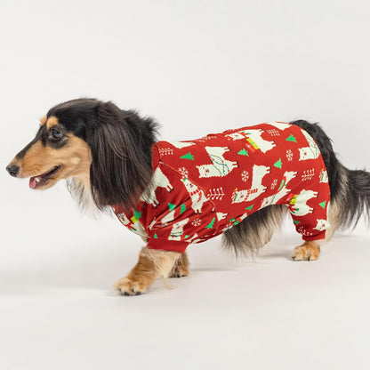 Fitwarm Christmas Alpaca Dog Pajamas, Christmas Clothes for Small Dogs Boy Girl, Holiday Pet Outfit, Red, Green, White, XS