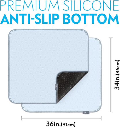 Paw Inspired Washable Pee Pads for Dogs (2 Pack), Leakproof, Non-Slip Reusable Puppy Pads for Potty Training, Whelping, Waterproof Mat (34x36 Inch, Pack of 2)