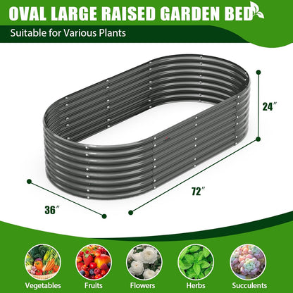 A ANLEOLIFE 6X3X2 ft Galvanized Raised Garden Beds Outdoor, Oval Large Metal Deep Root Planter Box for Planting Vegetables Flowers Herb, Anti-Rust & Easy-Setup, Quartz Grey