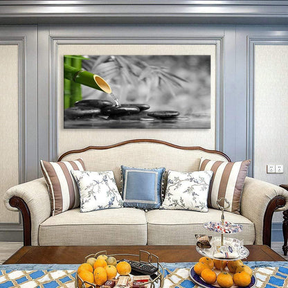 Yxbhhym Canvas Wall Art Living Room Black and White Wall Art Zen Poster Prints Green Wall Decor Stone Meditation Pictures for Office Kitchen Decoration Bedroom Wall Décor Framed Large Art