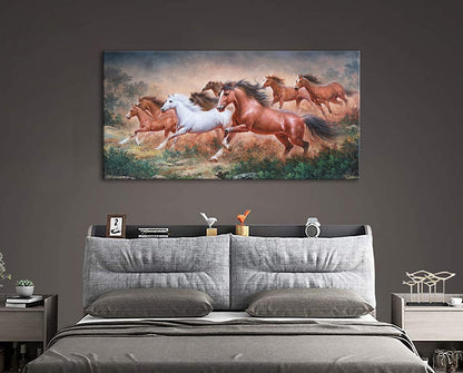 Yxbhhym Large Wall Art Running Horse Canvas Wall Art Animal Picture Prints Eight Horses Paintings Posters Animal Artwork for Wall Living Room Decor Framed Modern Farmhouse Decoration-24x48inches