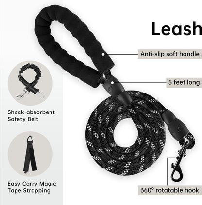 IVY&LANE No Pull Dog Harness with Leash Set, Reflective No Choke Pet Vest,Adjustable Oxford Dog Vest Harness with Easy Control Handle for Large Dogs (Vintage Blue,L)