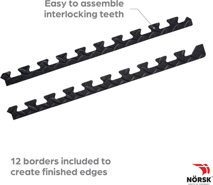 Norsk Foam Floor Gym Mats with Interlocking Tiles, .47" Thick, 24"x24", 24-Pack, 96 Square Feet, Diamond Plate Design, Black