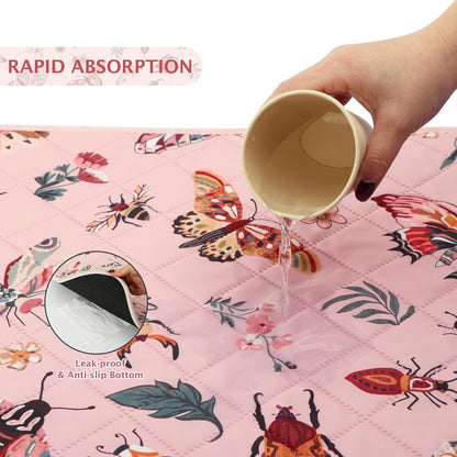 IEUUMLER Washable Pee Pads for Dogs, 2 Pack Insect Pattern Reusable Waterproof Puppy Potty Pads, Non-Slip Absorbent Pet Training Pads for Playpen Crate Bed EU014