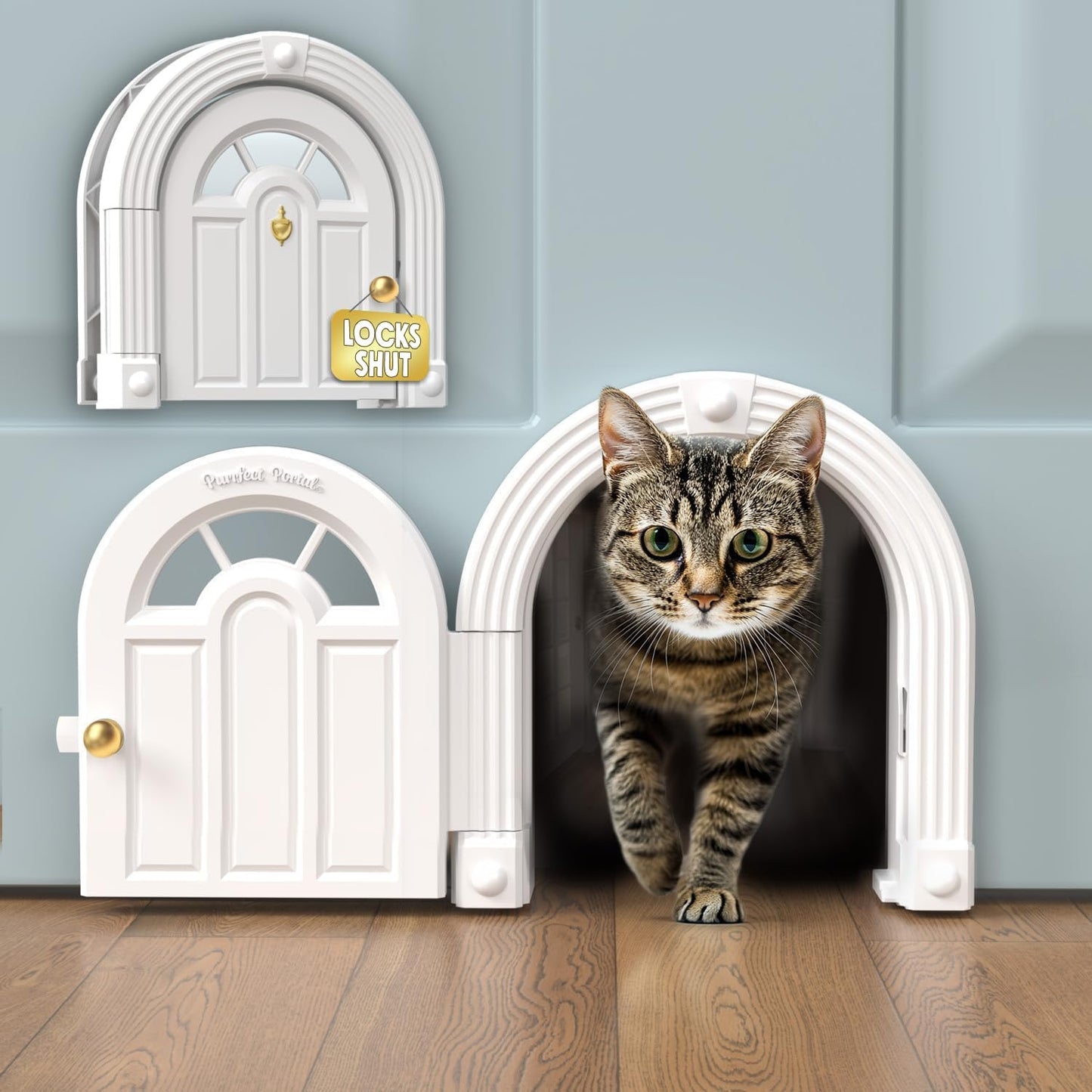 Meow Manor® Cat Door Interior Door - No-Flap, Interior Cat Door for Cats Up to 20 lbs, Easy DIY Setup, Secured Installation in Minutes, No Training Needed…