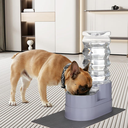 RIZZARI Large Water Dispenser for Dogs: 8L Automatic Stainless Steel Gray Gravity Raised Pet Feeder for Pet Dogs Indoor/Outdoor