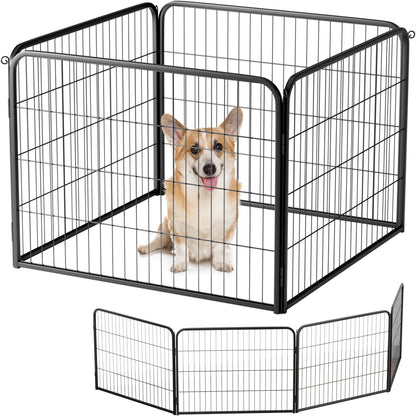 BestPet | Dog Playpen Extender | 24 Inch, 4 Panels | Heavy Duty Metal Pet Exercise Pen | Indoor Outdoor Fence Panels | Rust-Resistant, Removable, Tool-Free Setup | Anti-Skid, Expandable Design