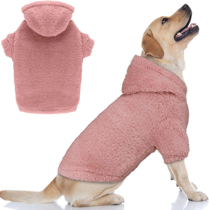 Fuzzy Dog Sweaters for Large Dogs Pet Hoodie Clothes Warm Soft Pet Coats Hooded Sweatshirt Dog Sweaters for Extra Large Dogs(Pink-XXL)