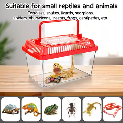 12Pcs Plastic Reptile Terrariums Carrier Cage, Tarantula Enclosure Snake Breeding Box Hatching Container Transparent Fish Tank Turtle Aquarium with Random Color Lid for Lizards, L(8.7" x 5.5" x 5.9")