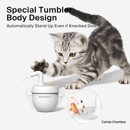 Cat Laser Toys, Automatic Cat Laser Toy Tumbler Design, Rechargeable Cat Laser Pointer 360°Irregular Rotation, 3 Modes Interactive Cat Toy for Indoor Cats of All Ages and Sizes (White)