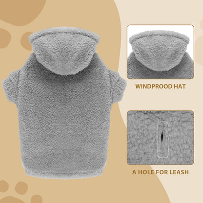 Fuzzy Dog Sweaters for Large Dogs Pet Hoodie Clothes Warm Soft Pet Coats Hooded Sweatshirt Dog Hoodie for Large Dogs(Grey-L)