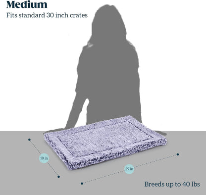 Stoutwool Indestructible Dog Bed - Fluffy Chew Proof Dog Crate Pad - Tough Kennel Pad for Aggressive Chewers - Washable, Ideal for Medium Breeds & Fits 30-Inch Crate - 29"x18", Jacaranda