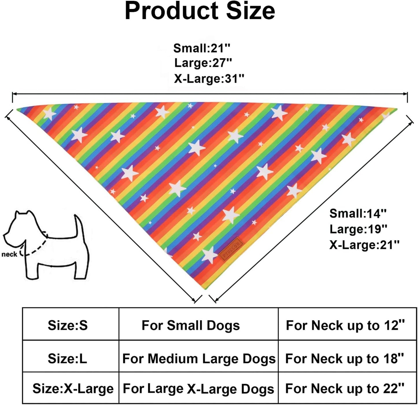 PTDECOR Rainbow Dog Bandanas Pride Day, Multi Size,“Love is Love” Pet Scarf Reversible Triangle LGBT+ Rainbow Bandanas for Large X-Large Dogs Pets (X-Large)