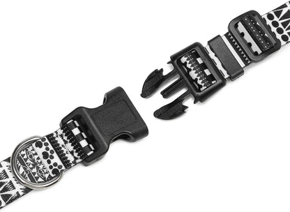 Mercano Adjustable Dog Collar - Special Design Patterns, Soft Nylon Comfortable Durable Pet Collar for Small Medium Large Dogs (XS, Black White A)
