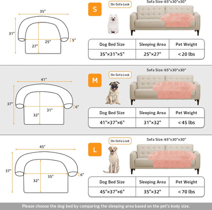 GGIB Calming Dog Bed Fluffy Plush Dog Mat for Furniture Protector with Removable Washable Cover for Large Medium Small Dogs and Cats (Medium, Pink)