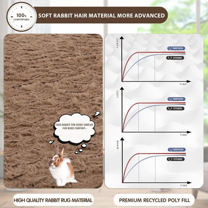 EMPSIGN Dog Bed Mat 47 Inch Reversible Warm & Cool,Washable Dog Crate Bed with Egg Crate Foam Support, Pet Sleeping Mat for Large Medium Small Dogs, Fluffy Kennel Pad(Brown)