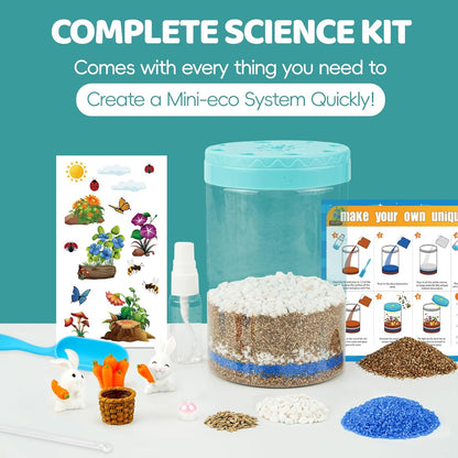 Easter Light Up Bunny Terrarium Kit for Kids,Rabbit Gardening Kit for Boys Girls,DIY Creative STEM Science Kits Educational Toy, Arts Crafts Activity, Birthday Gifts for Ages 4 5 6 7 8-12