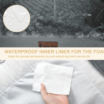 Orthopedic Dog Beds, Waterproof Memory Foam Large Sized Dog Bed with Sides, Non-Slip Bottom and Egg-Crate Foam Big Dogs Beds with Removable Washable Cover(Large,Grey)