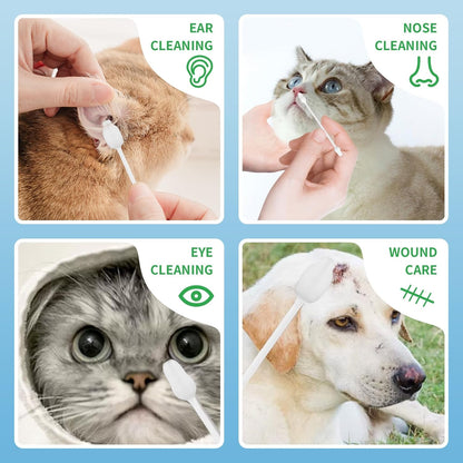 VinTS 100 PCS Cotton Dog Ear Cleaning Swabs, Pet’s Ear Infection Treatment Gourd-Shaped Swabs Prevent Accidental Injuries, Safer Cleaning for Dogs and Cats– Small Size.100% Cotton