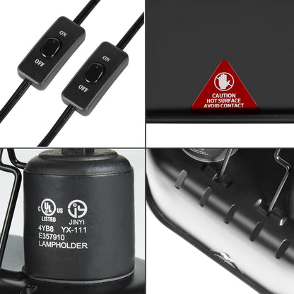 Nano Reptile Heat Lamp Max 40W Dual Reptile Light Fixture with Two Independent Switches, UVB Light Fixture Dual Dome Lamp for Bearded Dragon, Turtles, Snake and Lizard Terrarium