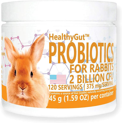 HealthyGut Probiotics for Rabbits Dietary Supplement, All-Natural Digestive System Formula (120 Servings)