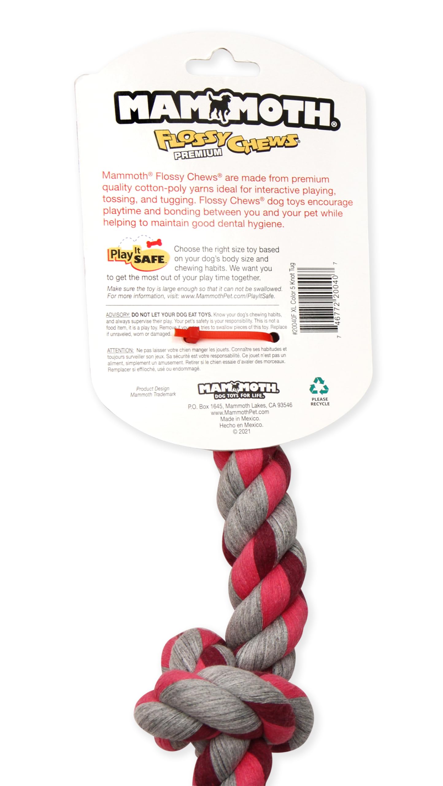 Mammoth Flossy Chews Multi Color 5 Knot Rope Tug. Chosen for real quality, fits naturally into