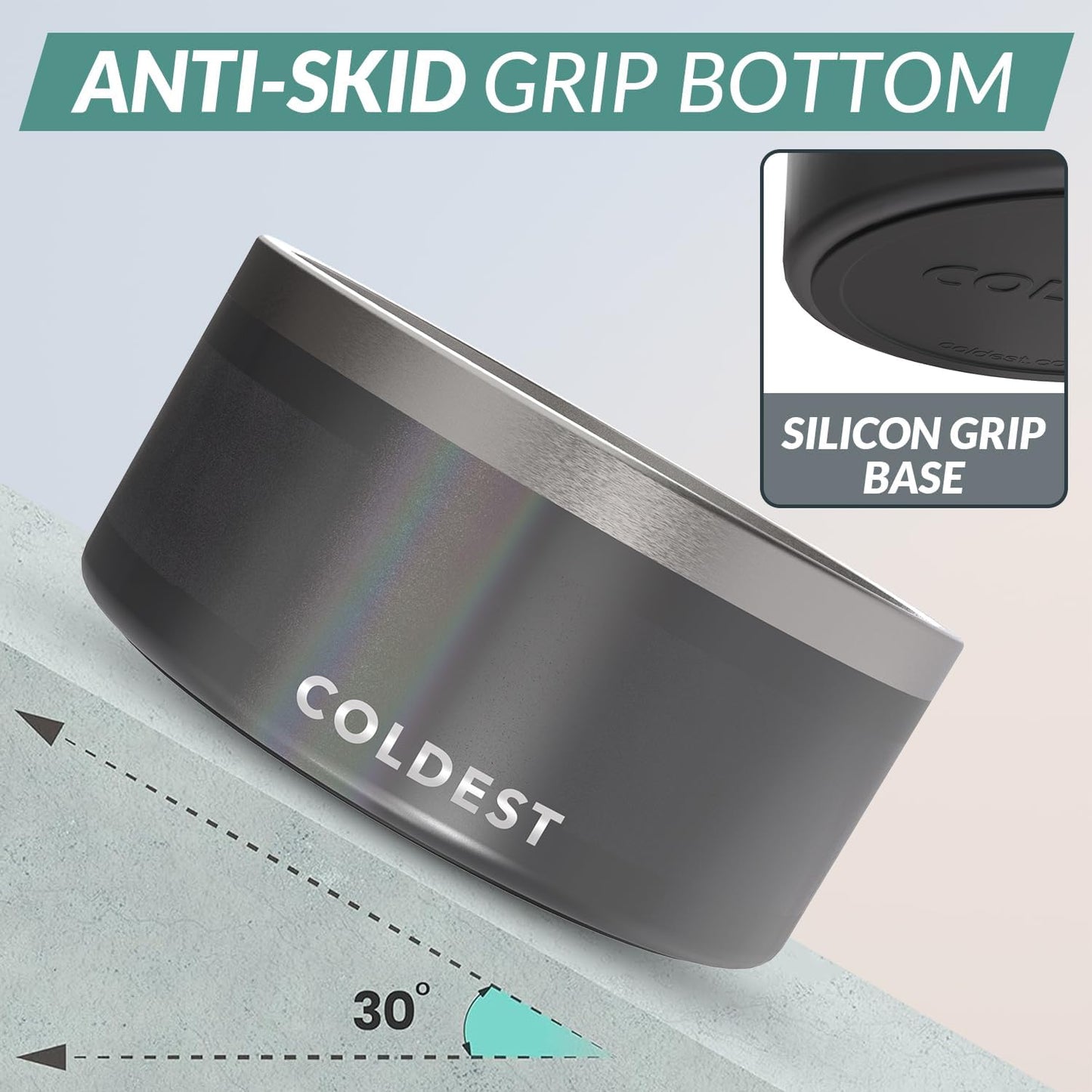 Coldest Dog Bowl - Anti Rust Metal, Non Slip, 3 Layers Insulated Stainless Steel Dog Bowls - Spill Proof & Heavy Duty - Water Bowl for Dogs, Cats & Pets, Dish Washer Safe (200 oz,Stardust Glitter)