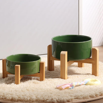 Petygooing Rust Green Elevated/Raised Ceramic Dog Bowl for Small Breeds, Dog Food Water Dish with Stand,Pet Feeding Bowl with Anti Slip Rubber for Cats and Small Dogs Puppy 13.5 OZ (5.1In / 1.7 Cups)