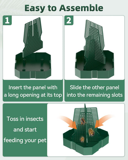 Pawfly Chameleon Feeding Bowl, Climbable Chameleon Feeder, Large Plastic Reptile Feeder Box, Bearded Dragon Food Container, Bug Bowl for Lizards, Geckos, and Frogs