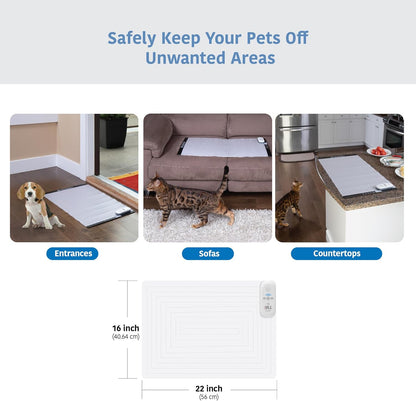 SVD.PET 2024 Upgraded Pet Training Mat with Tester, 22" X 16", Pet Shock Pad, Dogs & Cats Electronic Repellent mat for Indoor, 3 Training Modes, 5 Levels, Pet Safe Mode (White Controller)