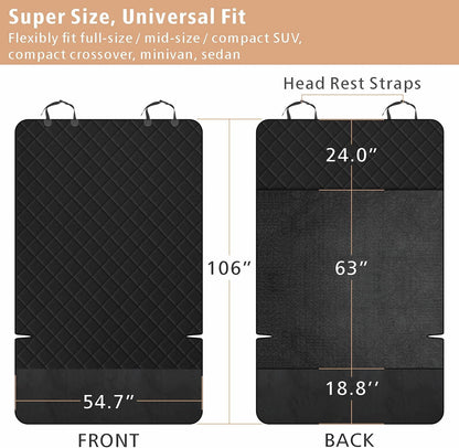 F-color SUV Cargo Liner for Dogs, Upgraded Extra Large Water Resistant Pet Cargo Cover Dog Seat Cover Mat for SUVs with Bumper Flap Protector, Non-Slip, Wear-Proof, Universal Fit, Black